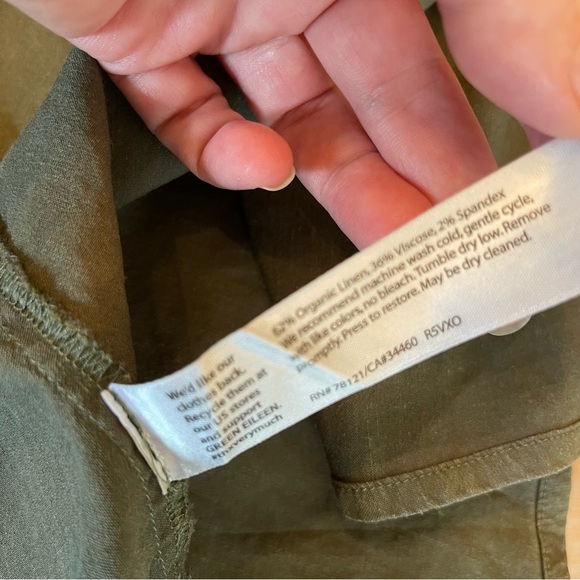 Eileen Fisher Linen Button Down Long Sleeve Shirt Khaki Green Lagenlook Medium - Picture 8 of 8